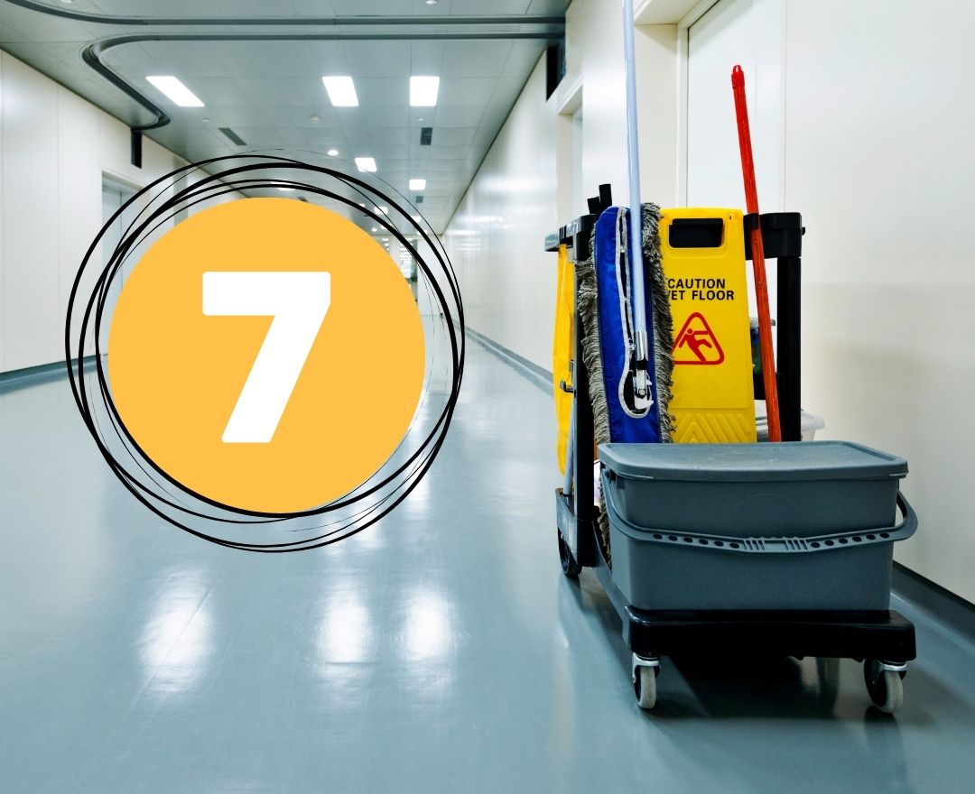 What is the seven steps of cleaning in the hospital?
